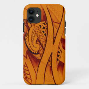 turtle sketch design with spearheads on orange iPhone 11 case
