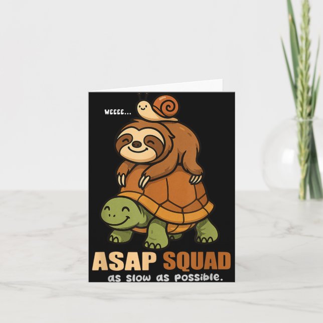Turtle Snail Sloth Asap Squad Slow Animal Lover Bo Card (Front)