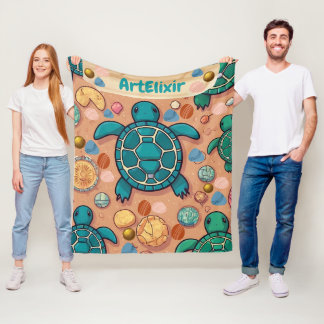 Turtle Stones Print Fleece Blanket