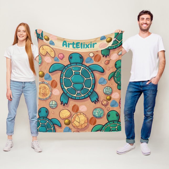 Turtle Stones Print Fleece Blanket (In Situ)