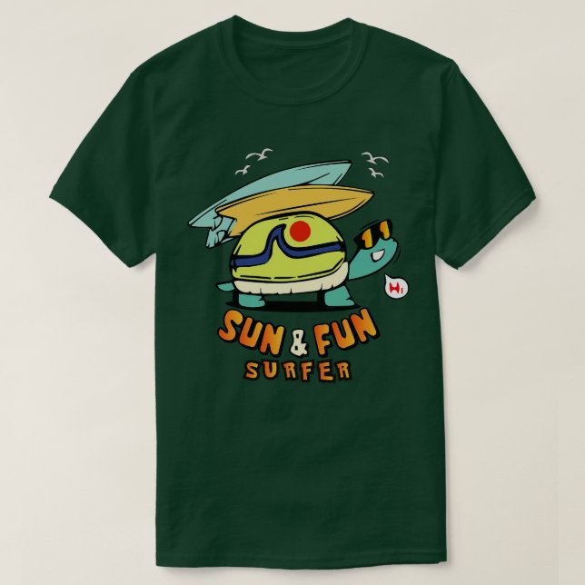 Turtle Surfer Beach TShirt (Design Front)