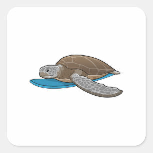 Turtle Surfer Surfboard Square Sticker