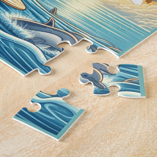 Turtle Surfing Flexible Photo Kids Puzzle with Gif (Side)