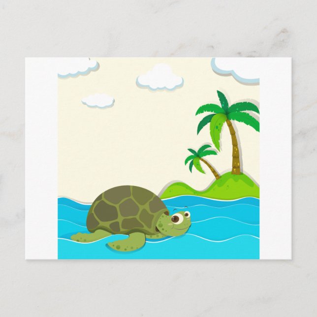 Turtle swimming in the ocean postcard (Front)