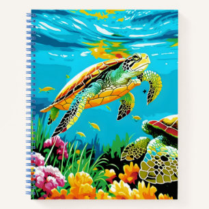 Turtle swimming in the sea notebook