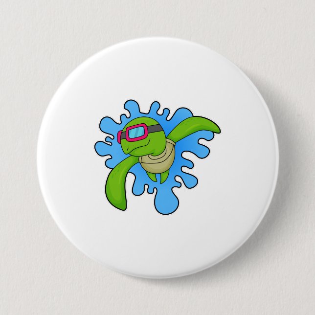Turtle Swimming Swimming goggles 7.5 Cm Round Badge (Front)