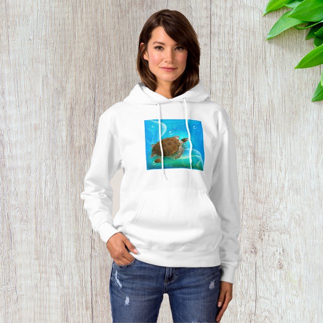 Turtle Swimming Womens Hoodie (Creator Uploaded)