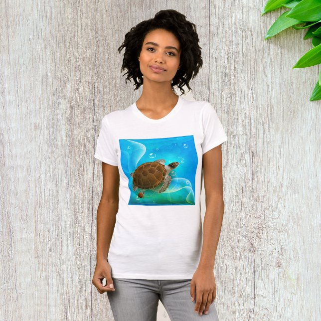Turtle Swimming Womens T-Shirt (Creator Uploaded)