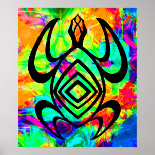 Turtle Symmetry Tiedye Poster
