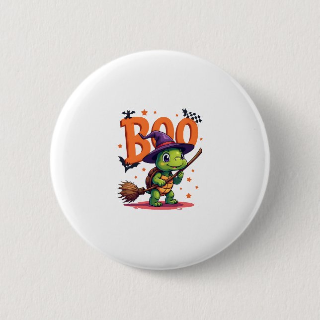 Turtle Tortoise Boo Witch Trick Or Treat Halloween 6 Cm Round Badge (Front)