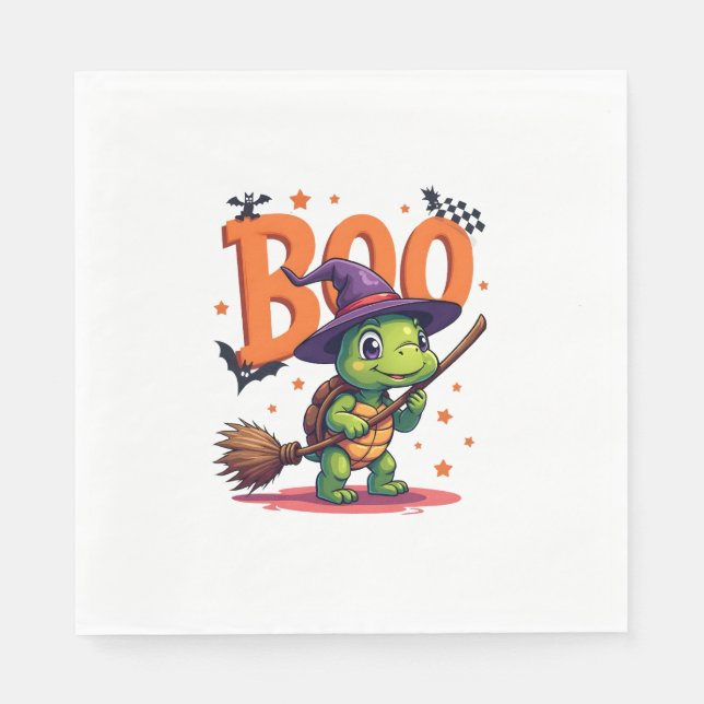 Turtle Tortoise Boo Witch Trick Or Treat Halloween Napkin (Front)