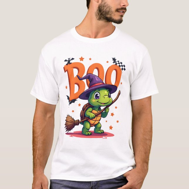 Turtle Tortoise Boo Witch Trick Or Treat Halloween T-Shirt (Front)