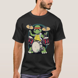 Turtle Tortoise Drums Player Drummer Drumming T-Shirt