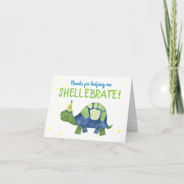 Turtle Tortoise Thank You Note Card Stationery (Front)