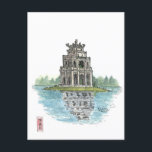 Turtle Tower Hanoi Vietnam Postcard<br><div class="desc">Inspire yourself with the spirit of humility in the face of nature with this beautiful Turtle Tower Hanoi - Vietnam Artwork. This watercolour illustration artwork features an original hand-drawn illustration of the tower dedicated to the turtle that stopped the Chinese invasion of Vietnam, reminding us to stay humble in the...</div>