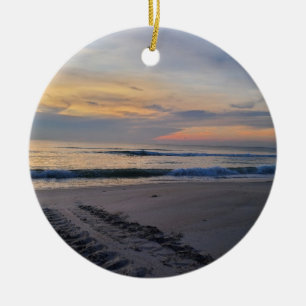 Turtle Tracks at Sunrise Ceramic Tree Decoration