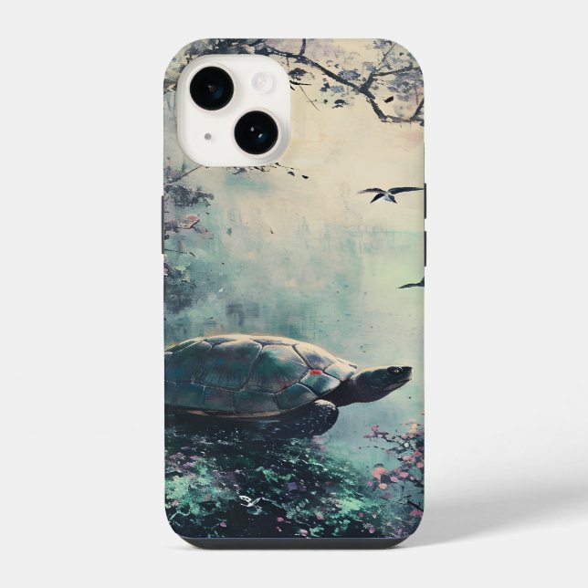 Turtle Tranquillity Blossom iPhone Case (Back)