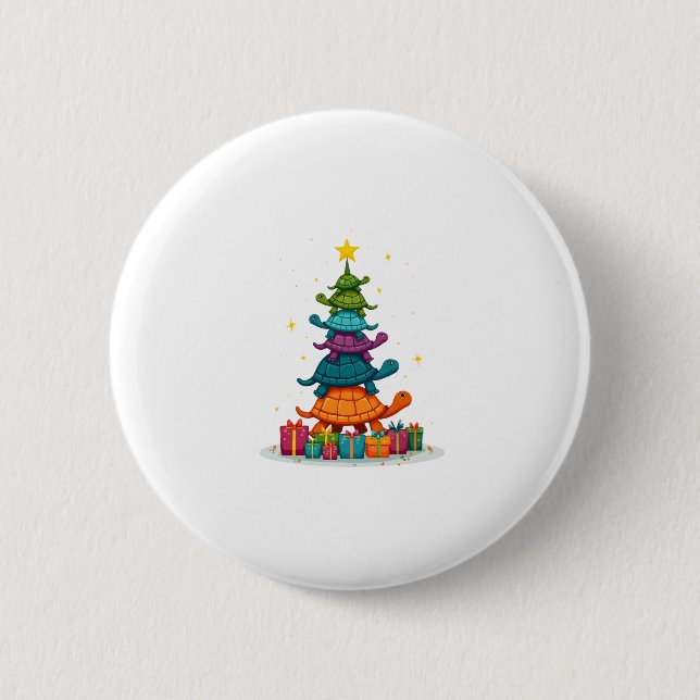 Turtle Tree Christmas Tree Adorable Turtle Christm 6 Cm Round Badge (Front)