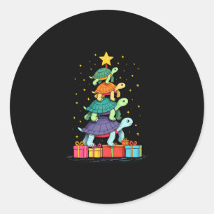 Turtle Tree Christmas Tree Adorable Turtle Christm Classic Round Sticker