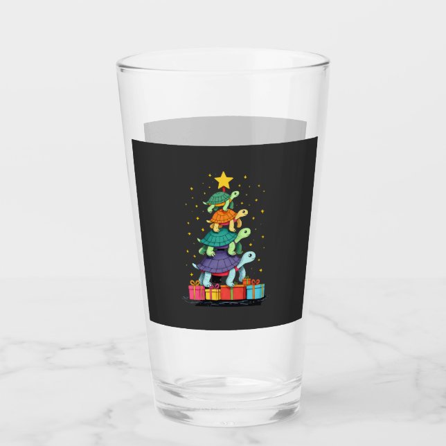 Turtle Tree Christmas Tree Adorable Turtle Christm Glass (Front)
