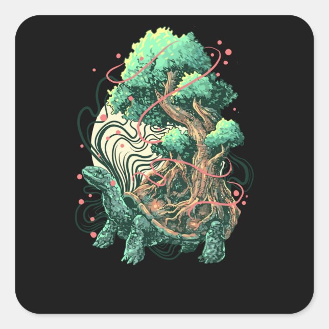 Turtle Tree Square Sticker (Front)