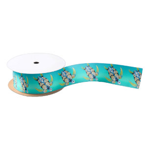 turtle turquoise teal satin ribbon