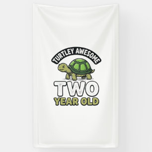 Turtle Two Year Old Birthday Vintage Engraving Shi Banner
