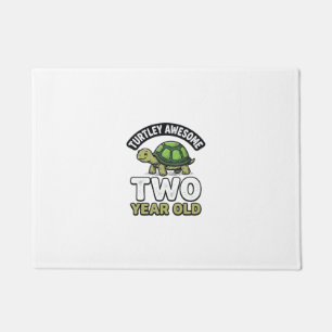 Turtle Two Year Old Birthday Vintage Engraving Shi Doormat