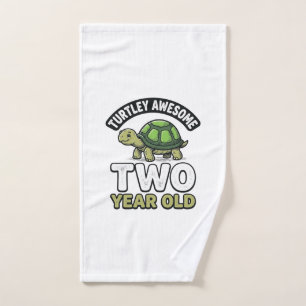 Turtle Two Year Old Birthday Vintage Engraving Shi Hand Towel