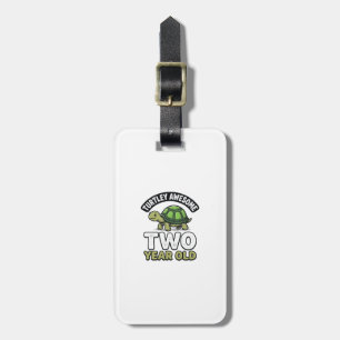 Turtle Two Year Old Birthday Vintage Engraving Shi Luggage Tag