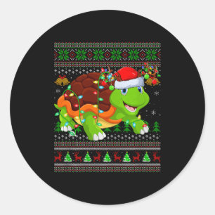 Turtle Ugly Christmas Sweaters Holiday Santa Cute Classic Round Sticker