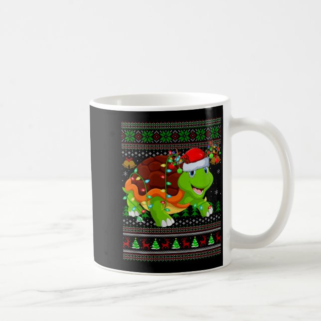 Turtle Ugly Christmas Sweaters Holiday Santa Cute  Coffee Mug (Right)