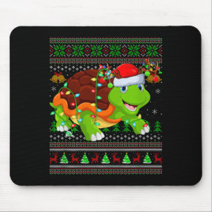 Turtle Ugly Christmas Sweaters Holiday Santa Cute Mouse Pad
