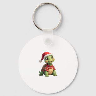 Turtle Ugly Sweater Santa Hat Christmas T-Shirt (1 Key Ring