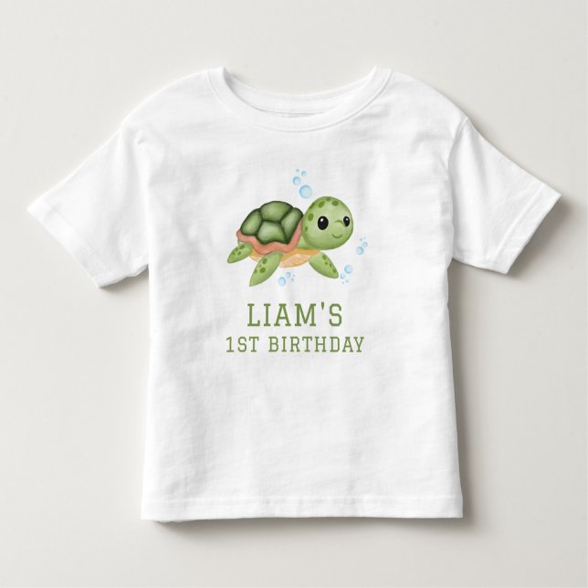 Turtle Under the sea first birthday Toddler T-Shirt (Front)
