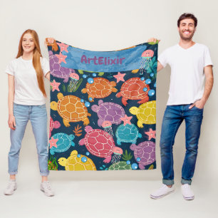 Turtle Under the Sea Fleece Blanket