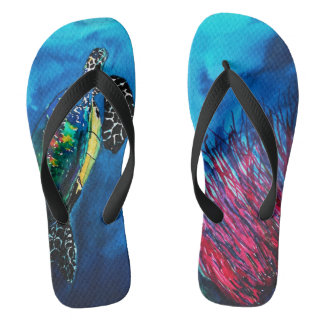 Turtle underwater, Blue Ocean coral reef Jandals
