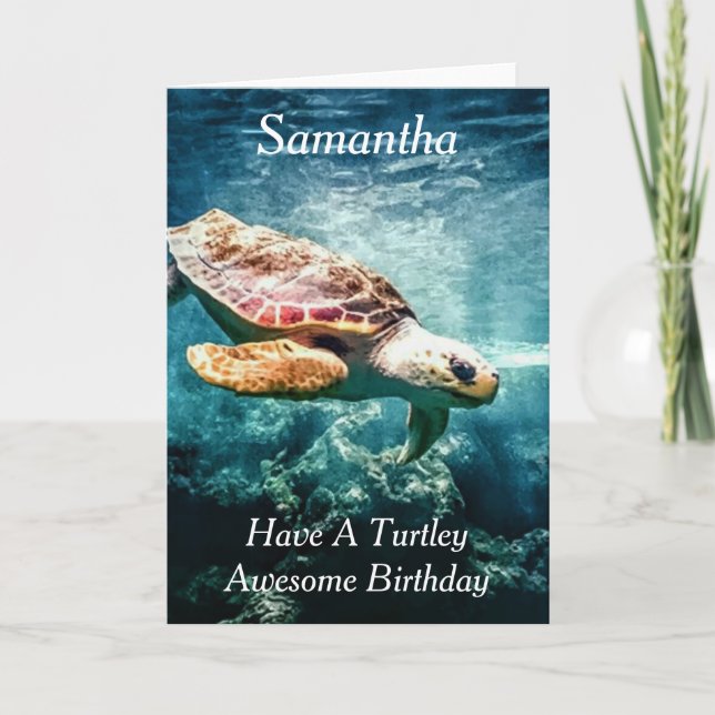 Turtle Underwater Personalised Birthday Card (Front)
