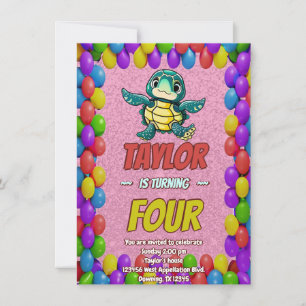 Turtle Unique Personalised Birthday Invite Kids