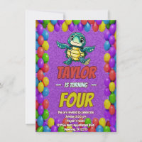 Turtle Unique Personalised Birthday Invite Kids