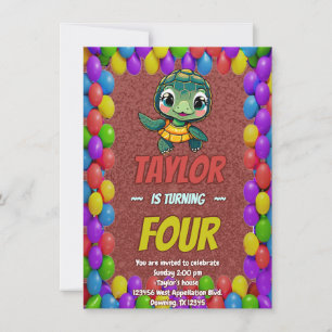 Turtle Unique  Personalised Birthday Invite Kids