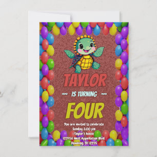 Turtle Unique  Personalised Birthday Invite Kids