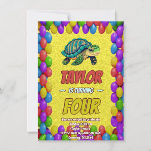 Turtle Unique  Personalised Birthday Invite Kids