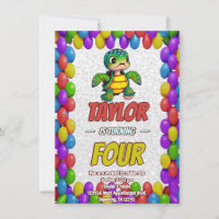 Turtle Unique Personalised Birthday Invite Kids