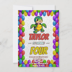 Turtle Unique Personalised Birthday Invite Kids