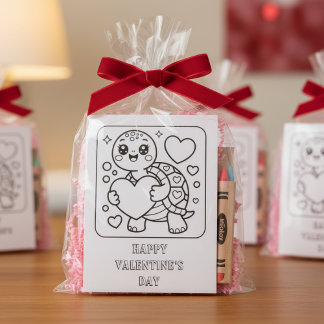 Turtle Valentine’s Day Coloring for Students Postcard