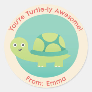 Turtle Valentine Stickers - Cute Personalized Kids