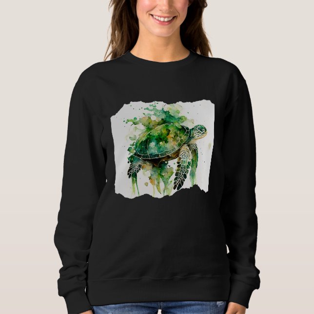 Turtle Watercolor Artwork Sweatshirt (Front)