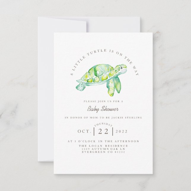 Turtle Watercolor | Ocean Life Baby Shower Invitation (Front)
