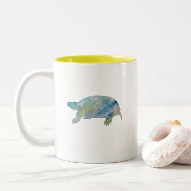 Turtle Watercolor Painting Pastel Mug (With Donut)